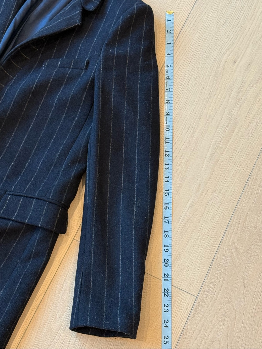 Zara Pinstriped Wool Blend Long Coat - Picture 5 of 9